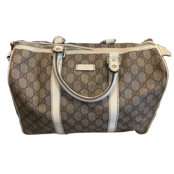 Gucci Handbags - Used Gucci Tan and Cream Boston Bag